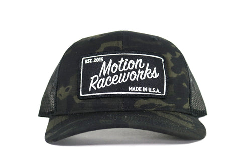 Motion Heritage Hat Black Camo/Black Mesh Snapback 95-120-Motion Raceworks-Motion Raceworks